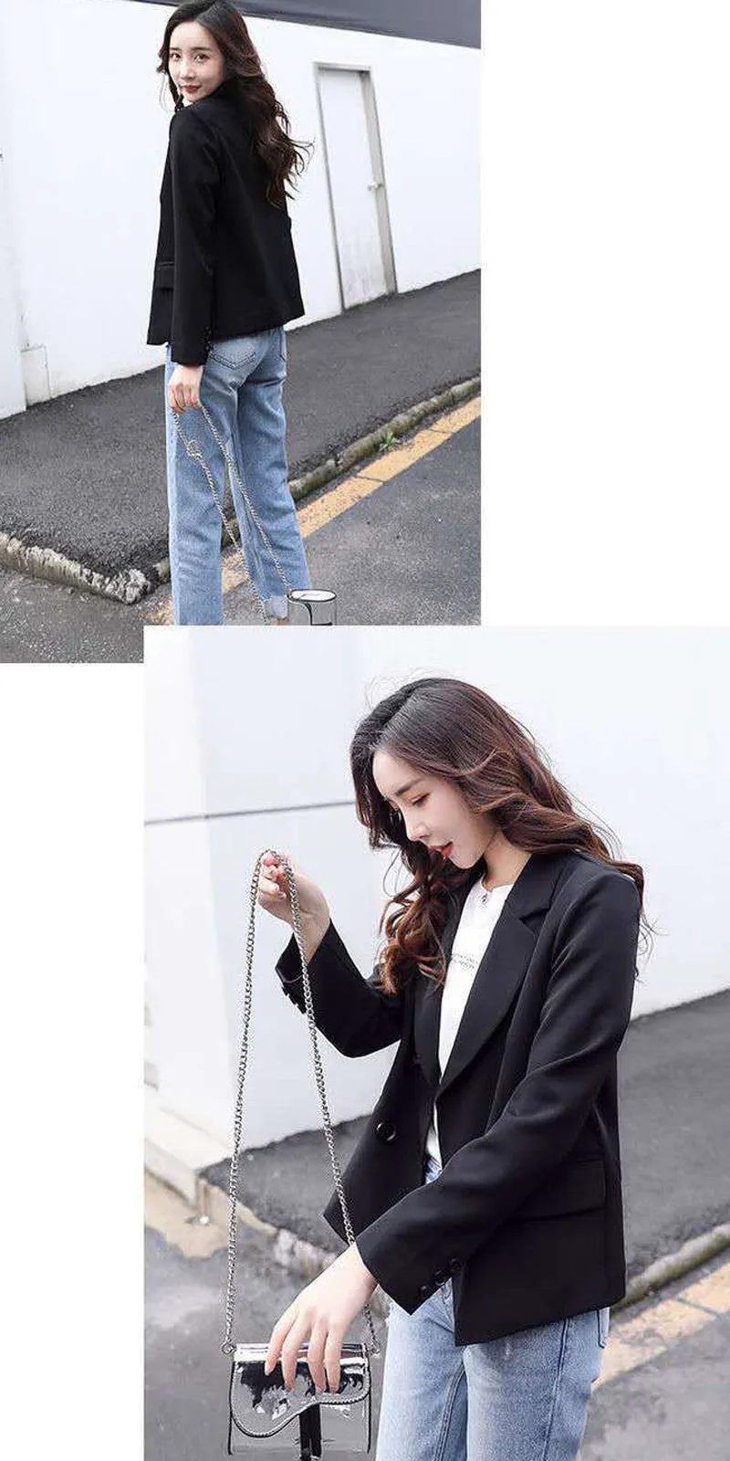 Wjczt Autumn Simple Elegant Blazer Women Black Loose Suit Jackets Causal Pink Tailored Coat Korean Fashion Lady Office Outwear New
