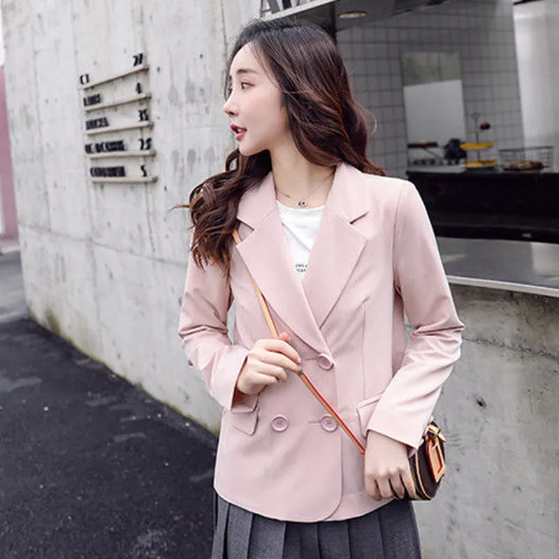 Wjczt Autumn Simple Elegant Blazer Women Black Loose Suit Jackets Causal Pink Tailored Coat Korean Fashion Lady Office Outwear New