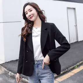 Wjczt Autumn Simple Elegant Blazer Women Black Loose Suit Jackets Causal Pink Tailored Coat Korean Fashion Lady Office Outwear New