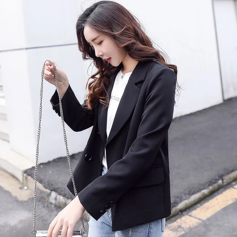 Wjczt Autumn Simple Elegant Blazer Women Black Loose Suit Jackets Causal Pink Tailored Coat Korean Fashion Lady Office Outwear New