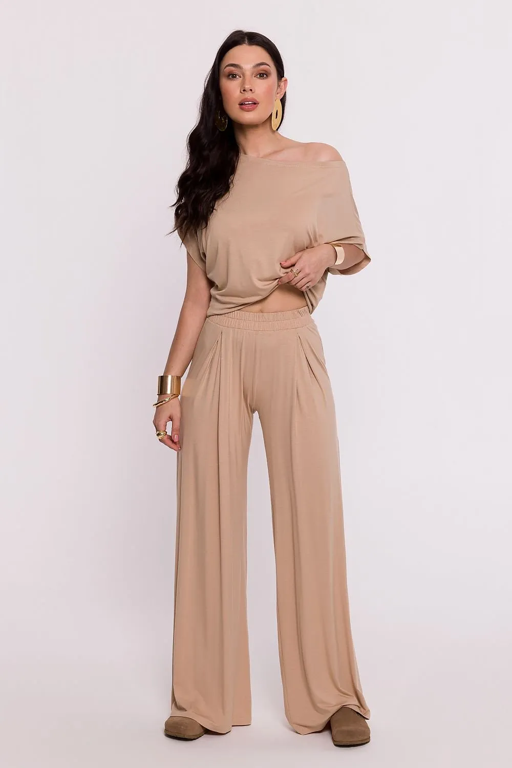 Women viscose knit fabric trousers