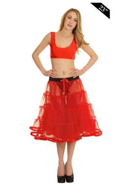 Women's 4 Tier Petticoat with Ribbon Tutu Skirt (23 Inches Long)