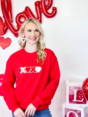 XOXO Chenille Patch Sweatshirt (Red)