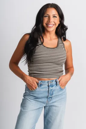 Z Supply Essy striped ribbed tank top grape leaf
